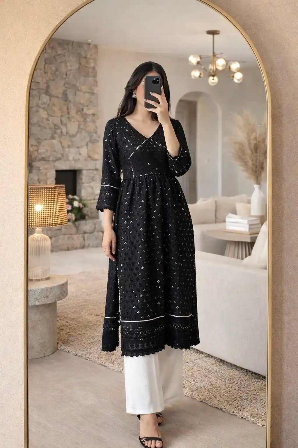 Mahima's Back In Black Gulnaz Slit Kurta