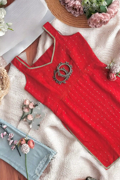Scarlet Red Shine Kurti
