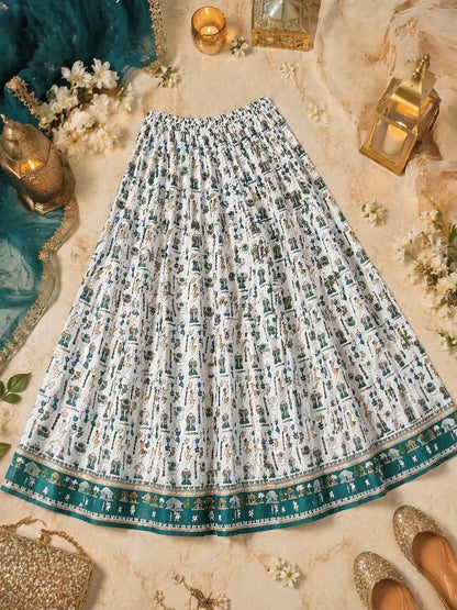 Jaipuri White Worli Twirl Skirt