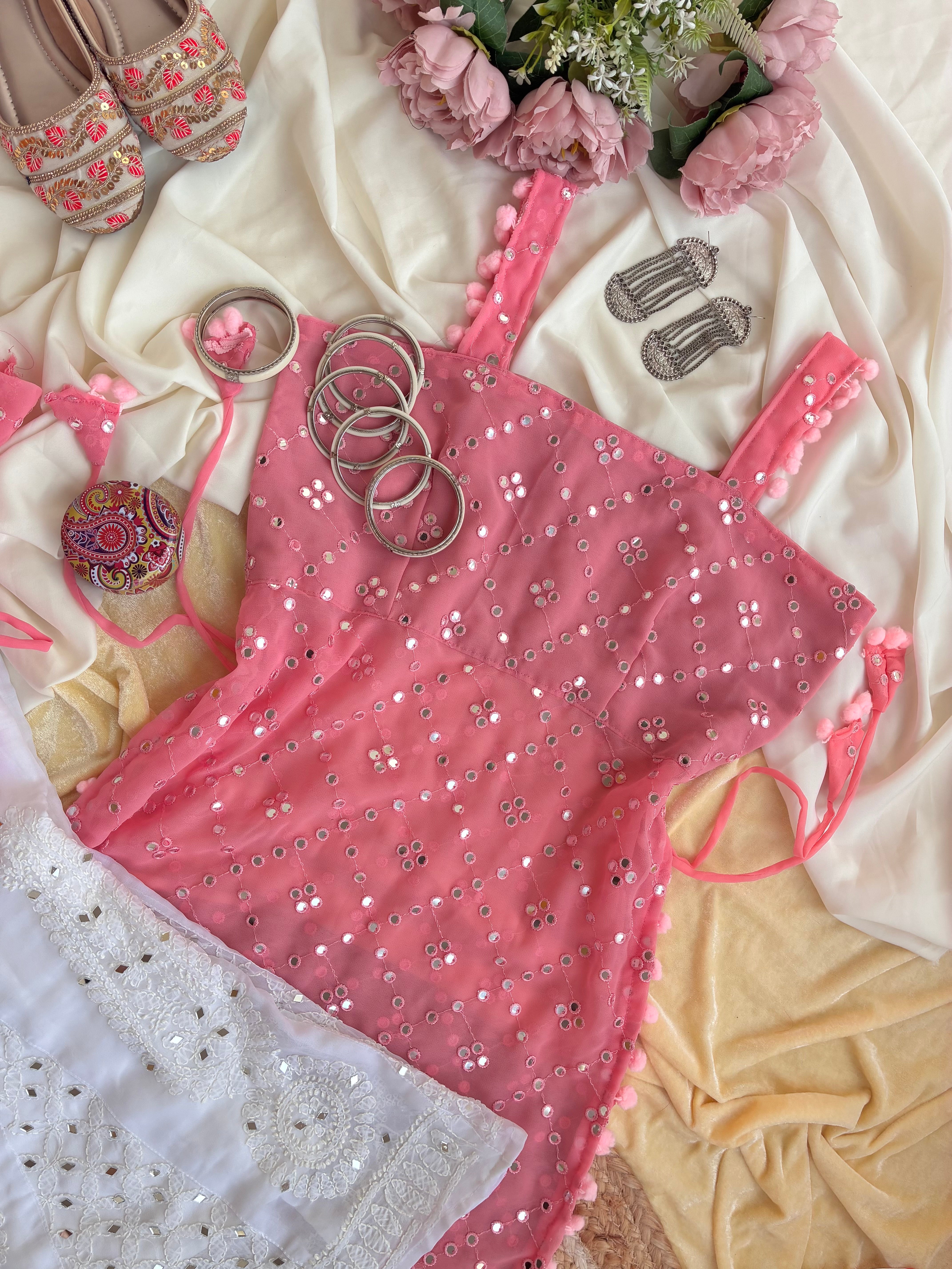 Shimmer Peach Embroidered Gulnaz Kurta