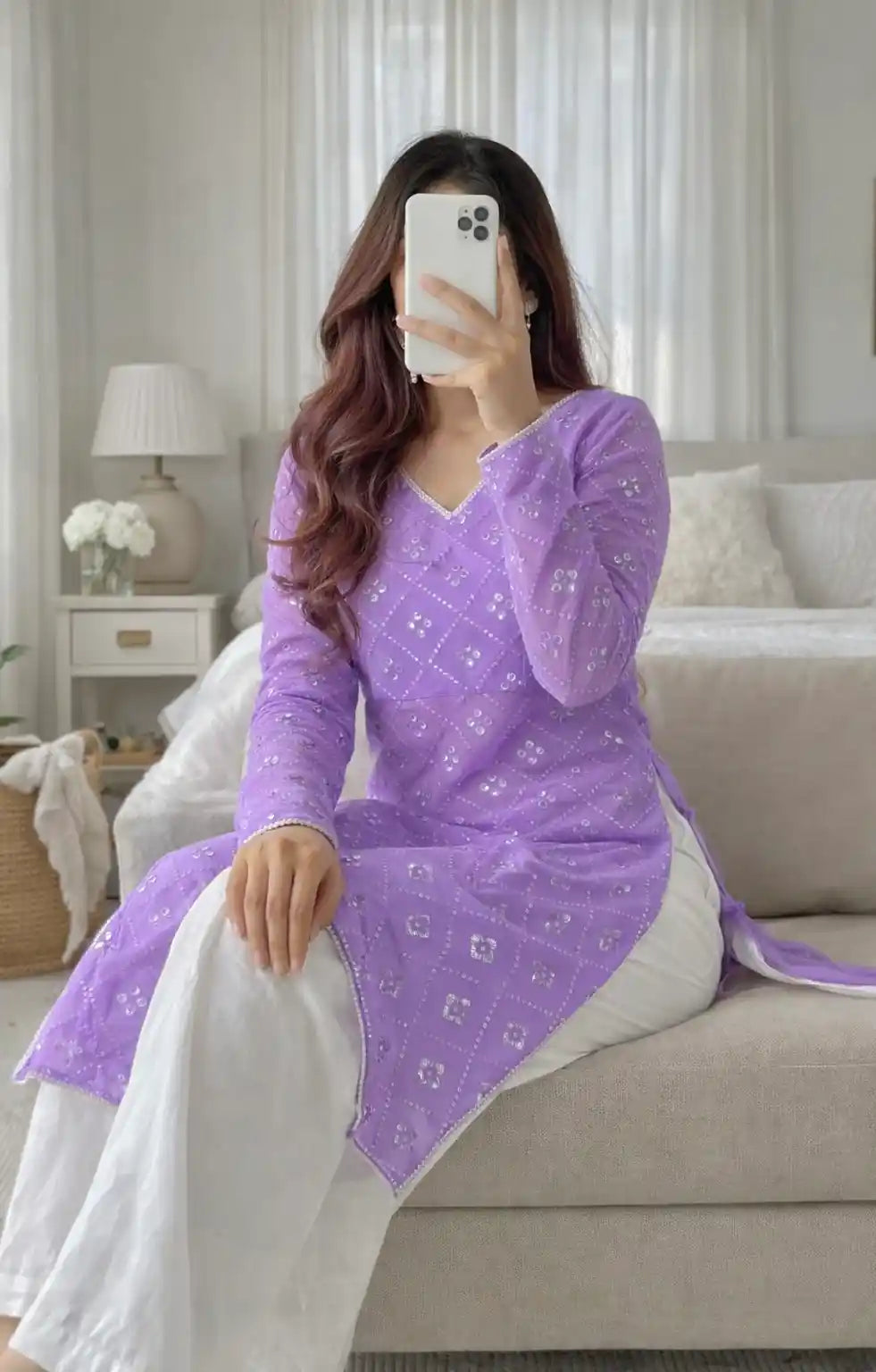 Sheer Lilac Surabhi's Gulnaz Kurta