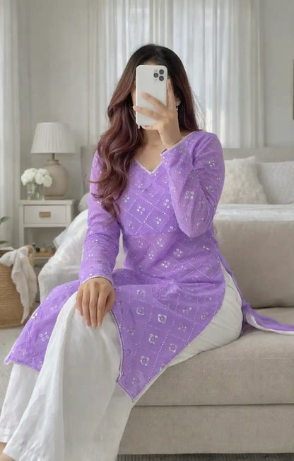 Sheer Lilac Surabhi's Gulnaz Kurta