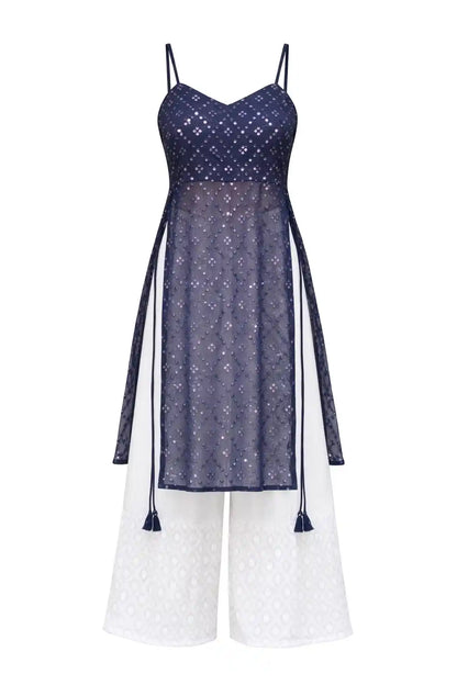 Orient Blue Mirror Gulnaz Kurta