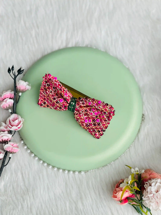 Pink Sequins Bow Clip