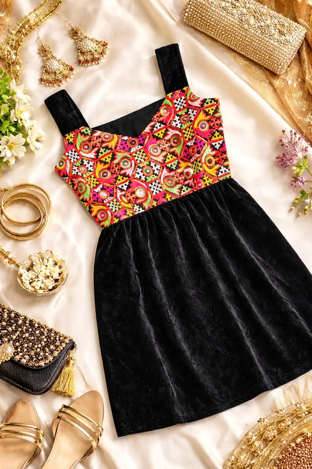 Black Gamti Embroidered Denim Fit