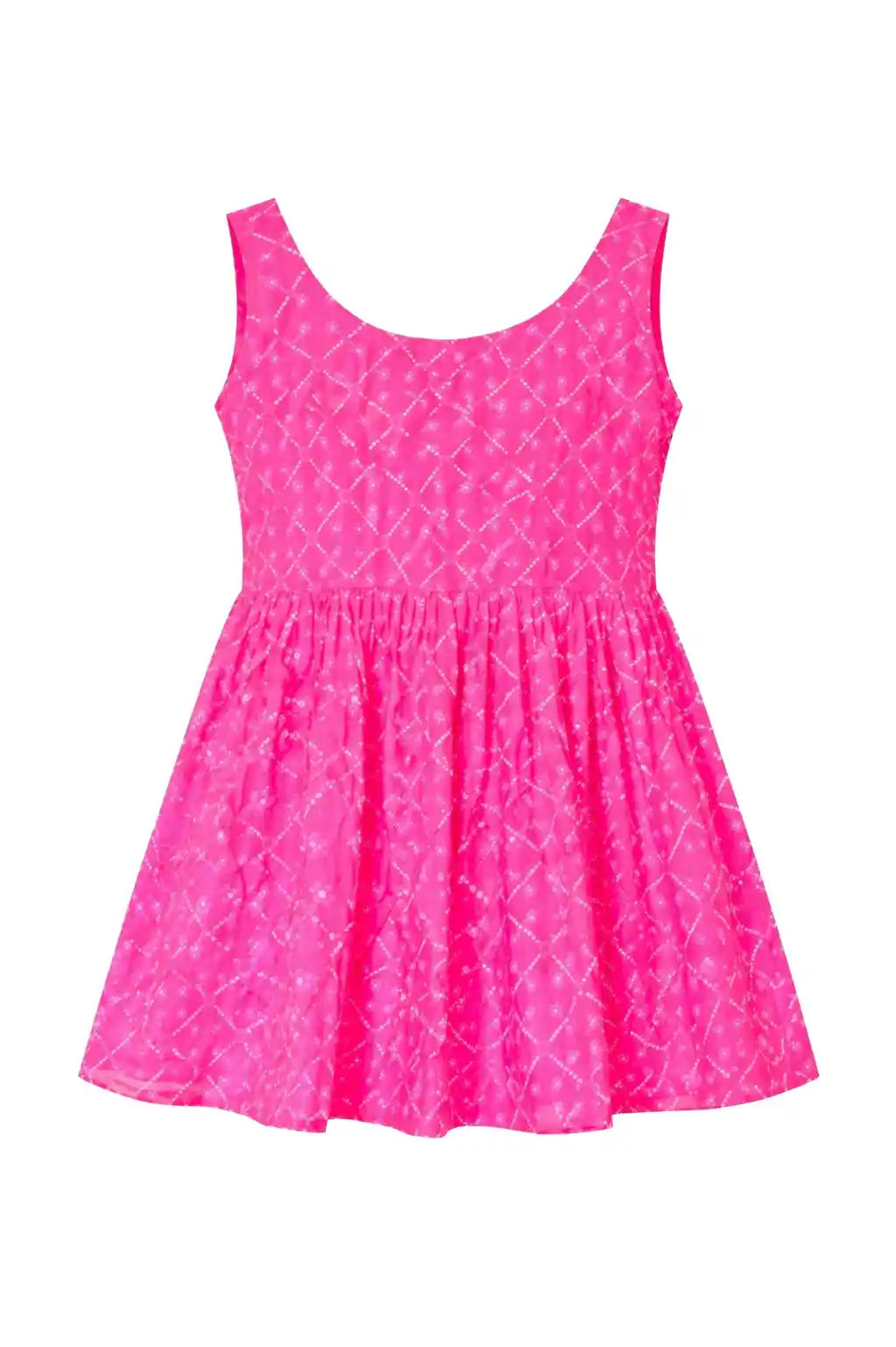 Pink Bandhej Jaipuri Short Top