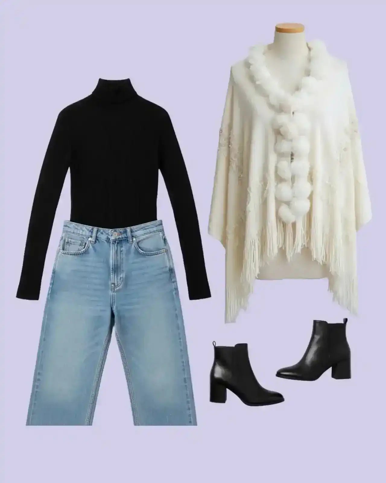 Soft Cream Fur Winter Cape