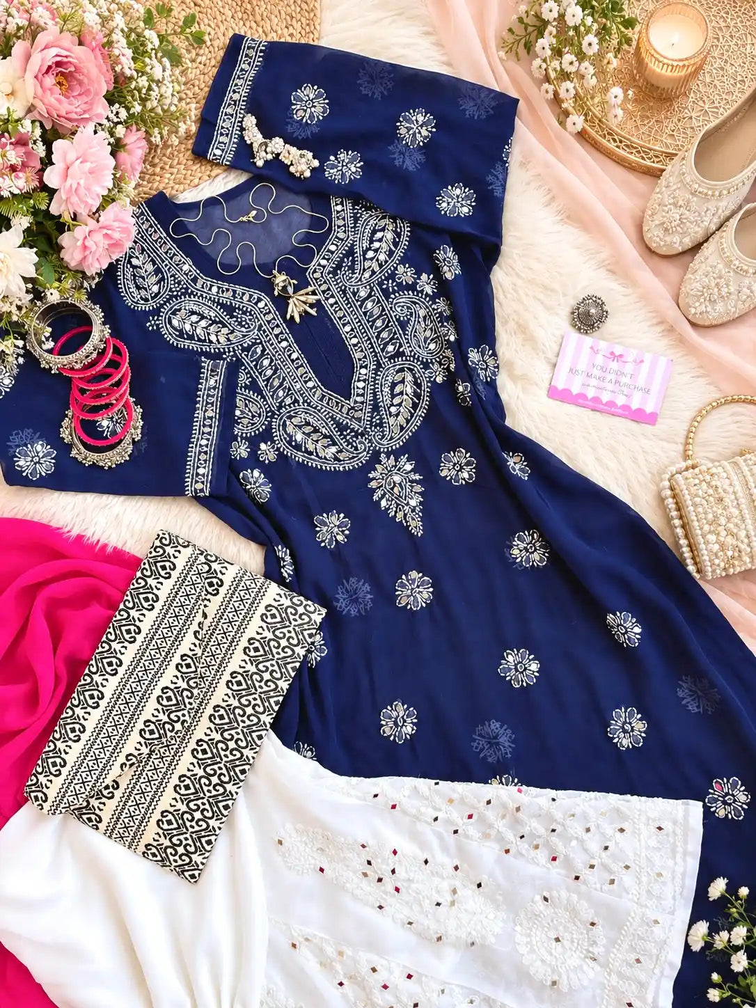 Classic Blue Rooh Chikan Kurta
