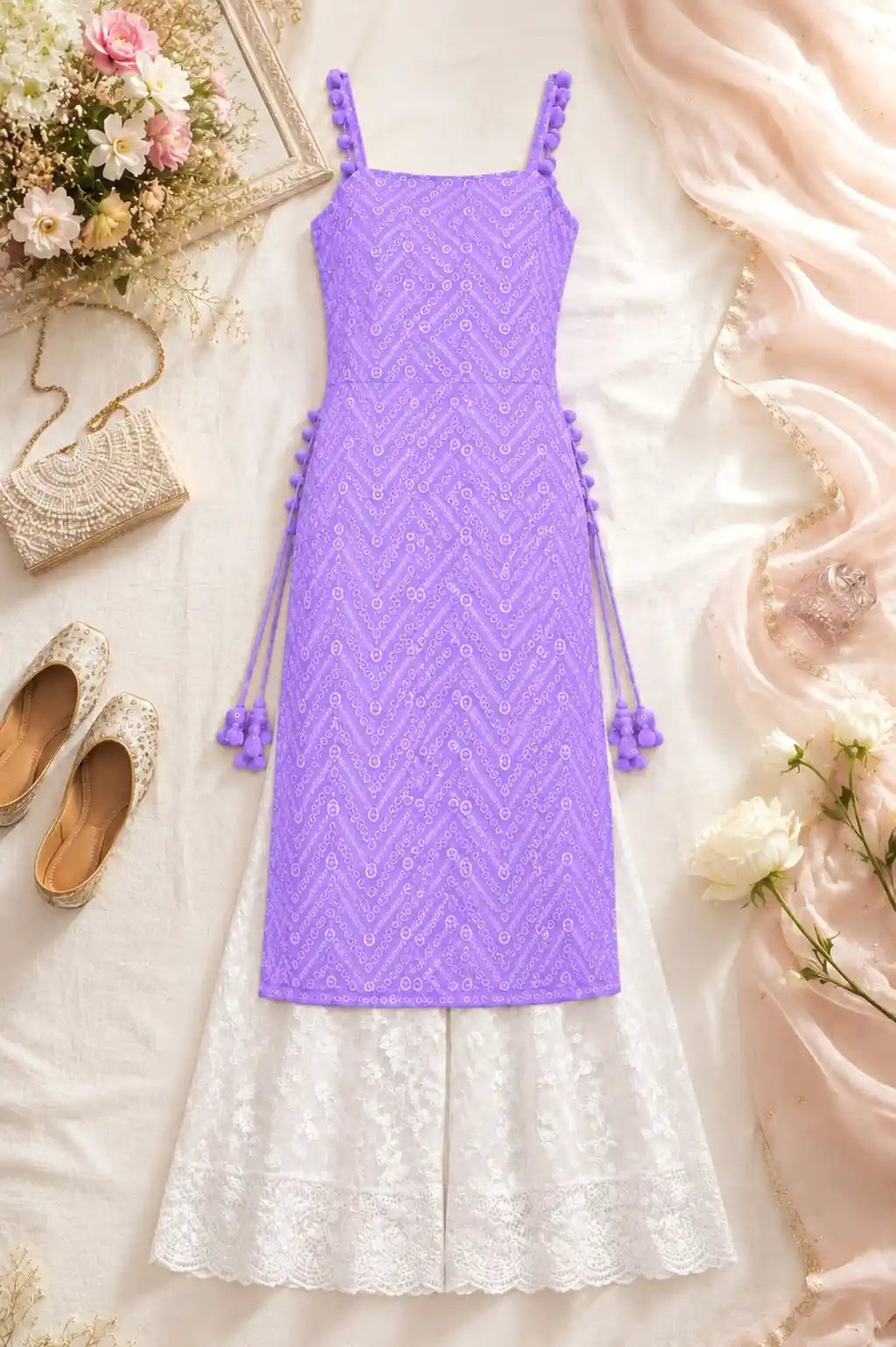 Embroidered Blush Lilac Gulnaz Kurta