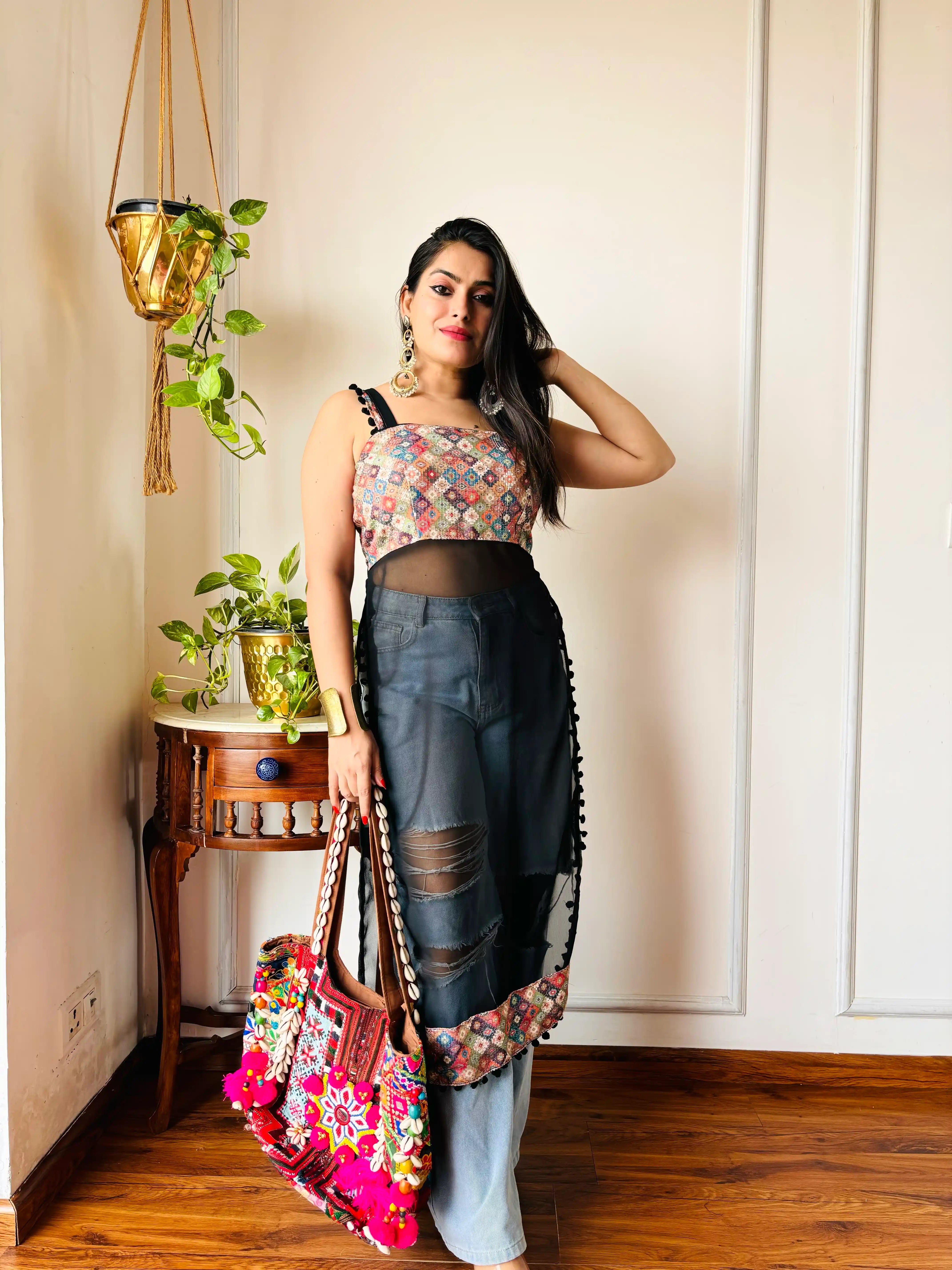 Snehal’s Embroidered Black Gulnaz Kurta