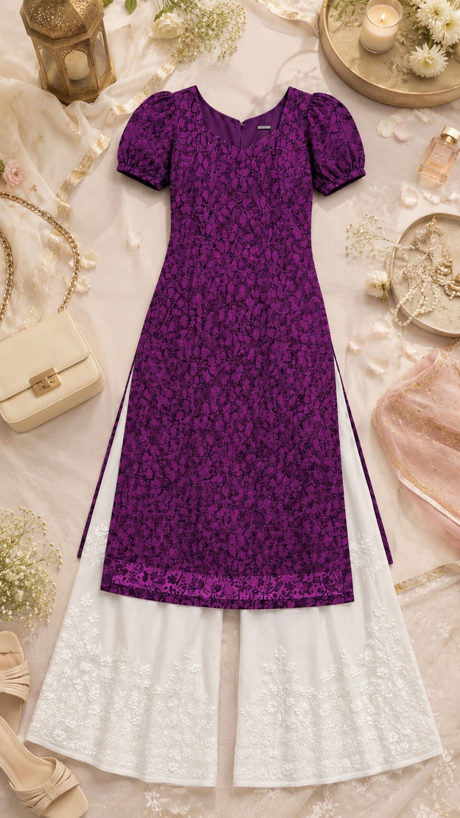 Wine Embroidered Gulnaz Designer Kurta