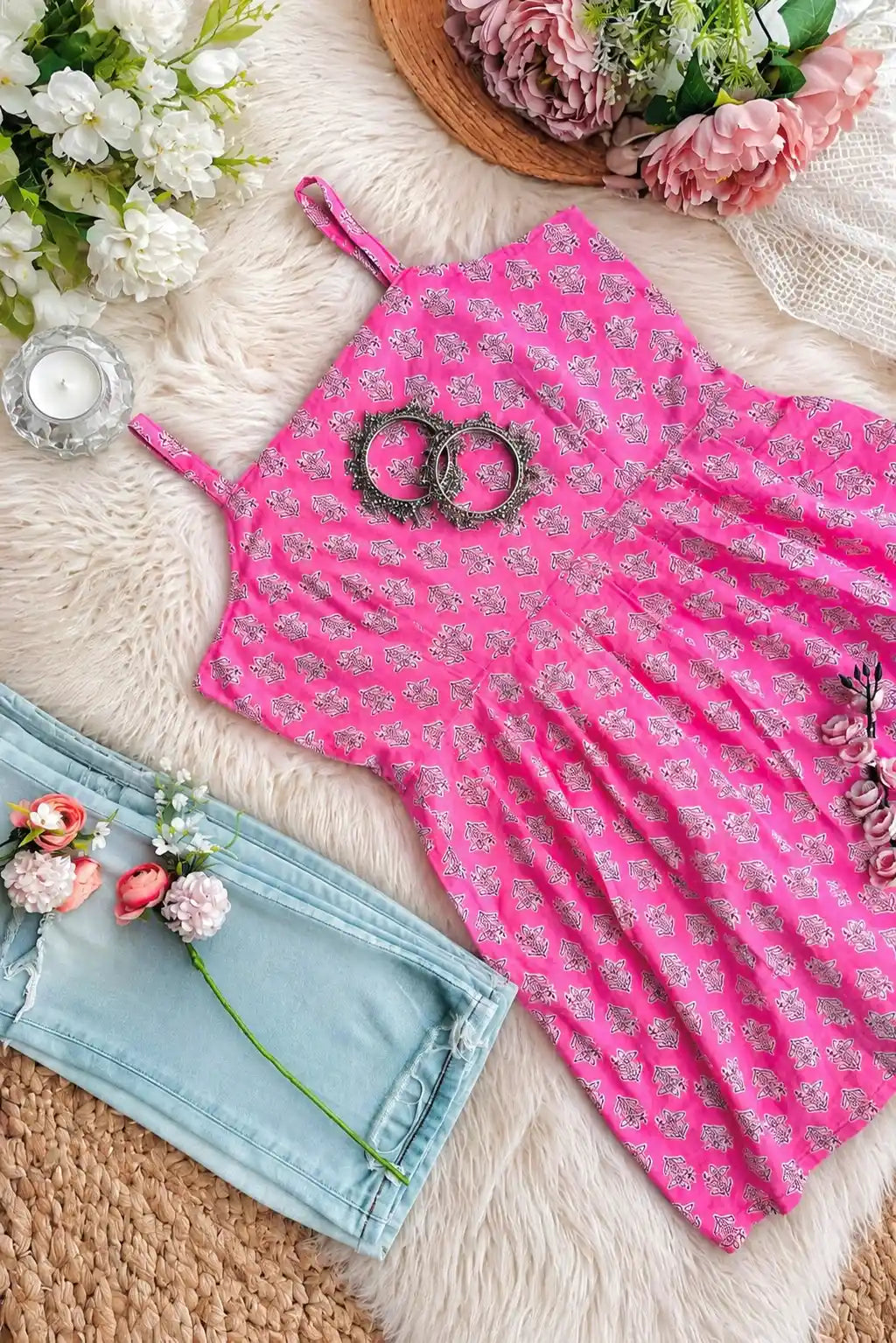 Pretty Pink Jaipuri Short Top