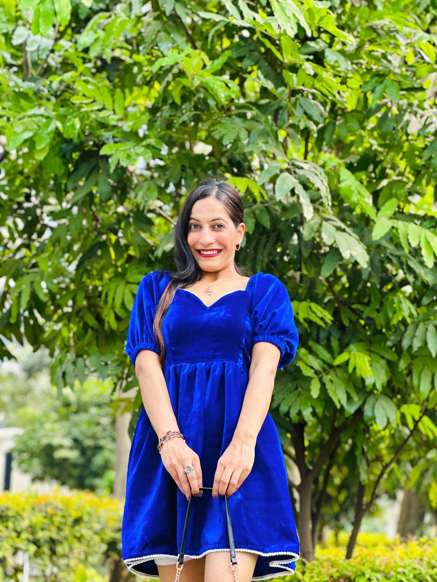 Royal Sapphire Velvet Dress