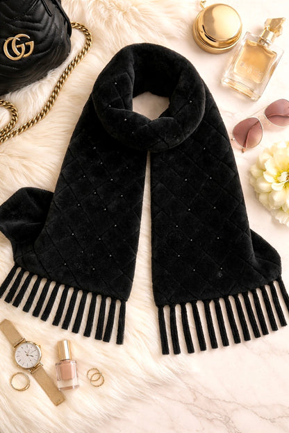 Pearl Black Wool Winter Stole