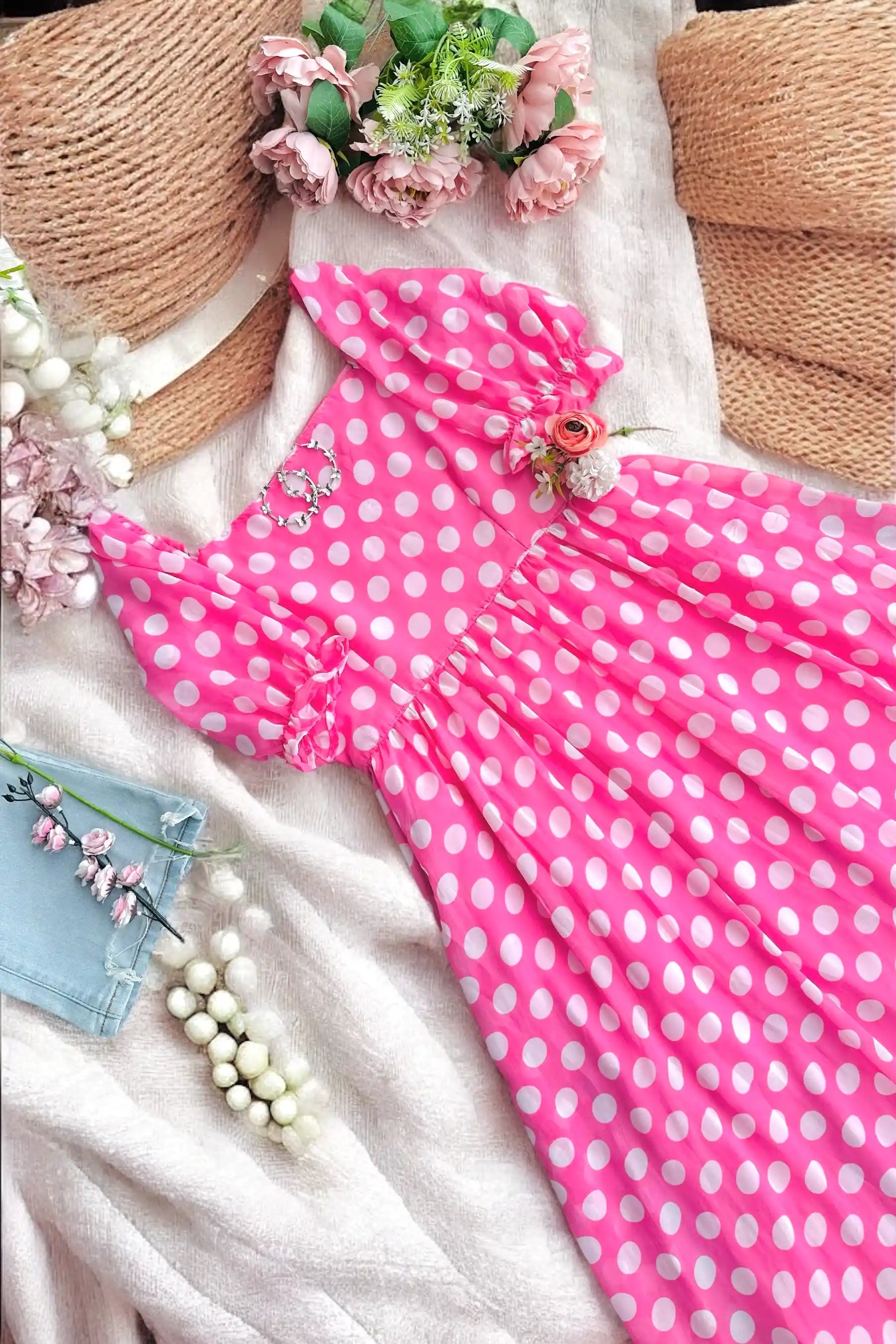 Pretty In Pink Polka Twirl Dress - Passion for Fashion by Shivani