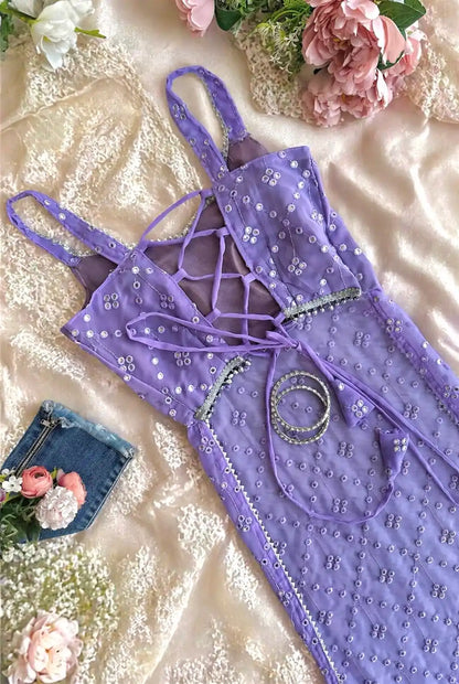 Dazzle Lilac Gulnaz Embroidered Kurta