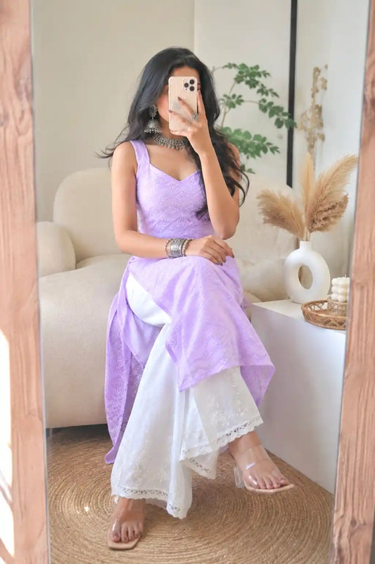 Rosebloom Lilac Embroidered Gulnaz Kurta