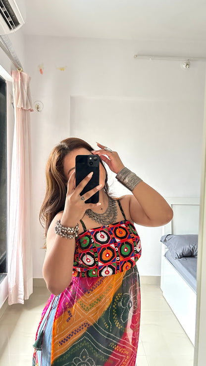 Ayesha’s Boho Bloom Bandhej Tie Kurti