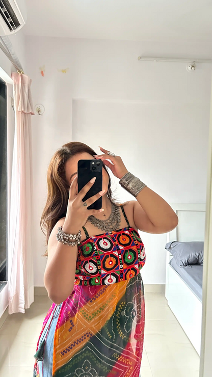 Ayesha’s Boho Bloom Bandhej Tie Kurti
