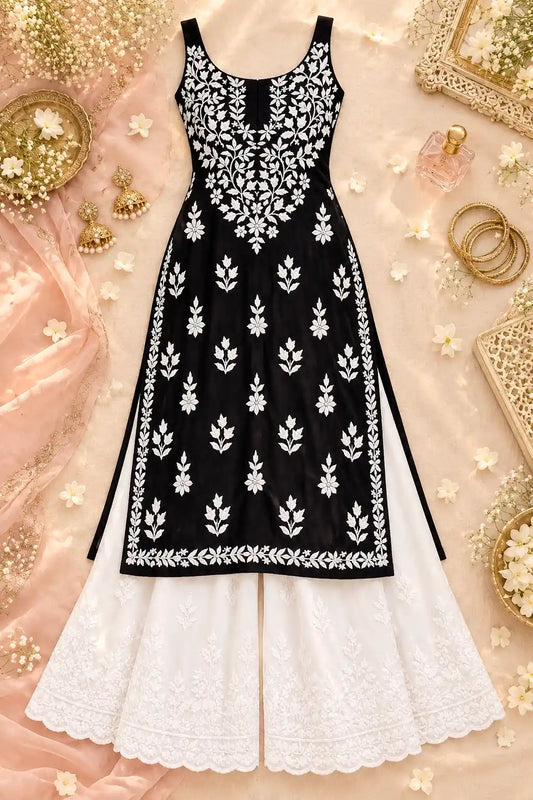 Swati's Black Aliya Noor Slit Kurta
