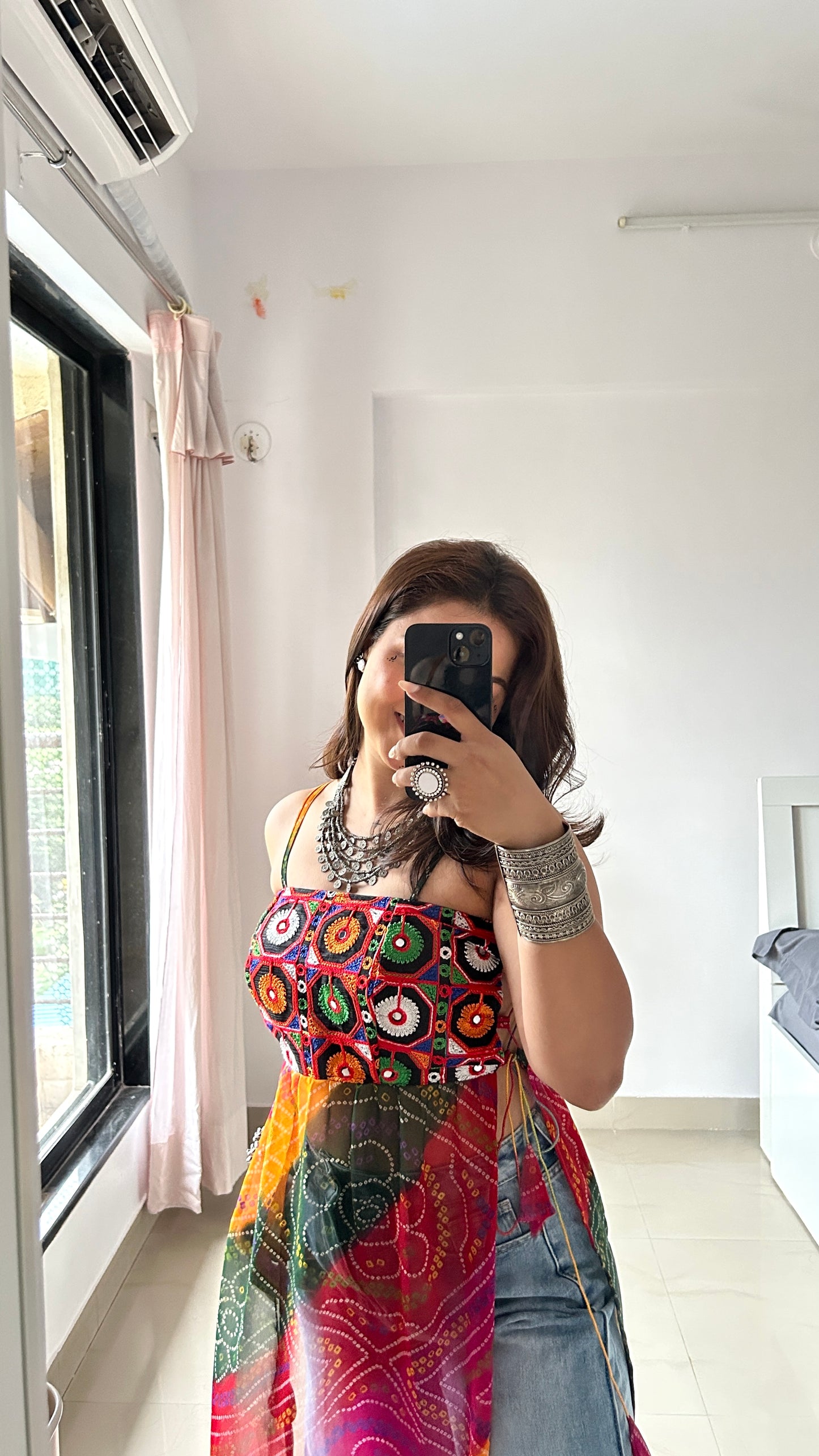 Ayesha’s Boho Bloom Bandhej Tie Kurti