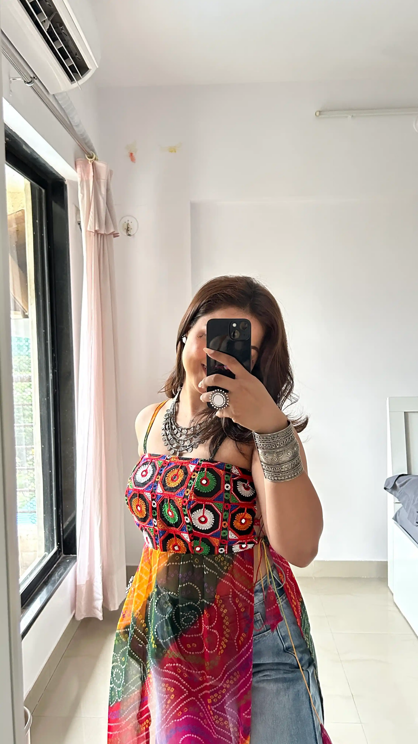 Ayesha’s Boho Bloom Bandhej Tie Kurti