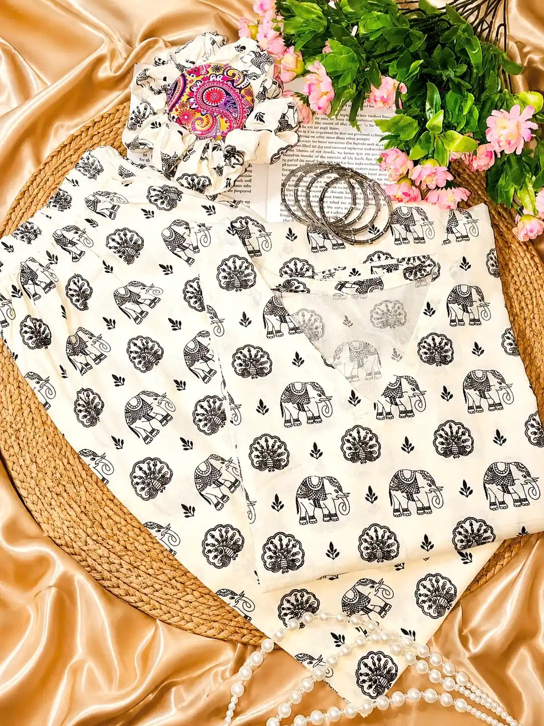 Meher Boho Elephant Print Ethnic Set