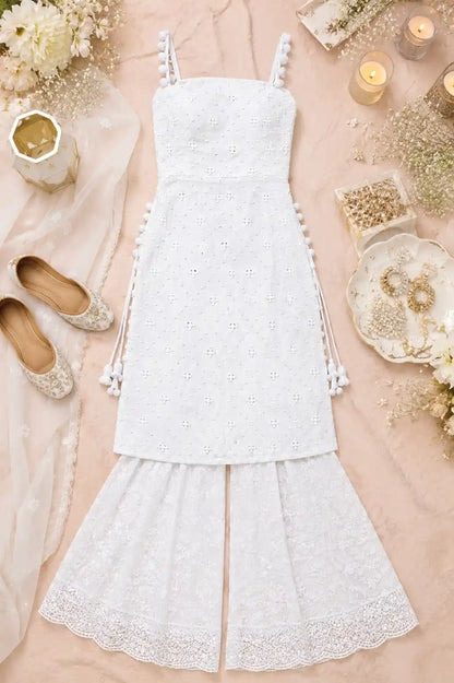 Embroidered White Mirror Gulnaz Kurta