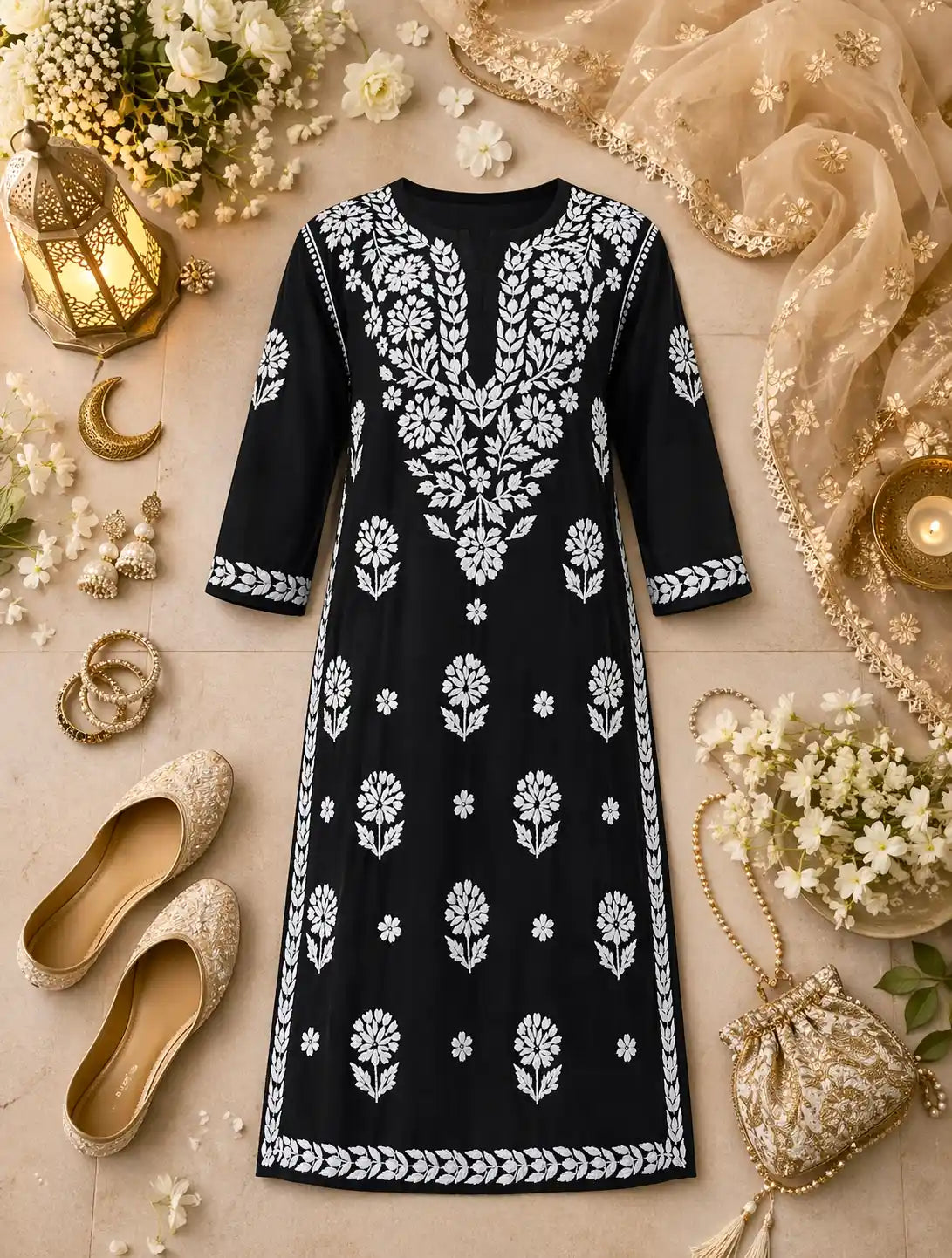 Swati’s Black Gulzar Chikan Kurta
