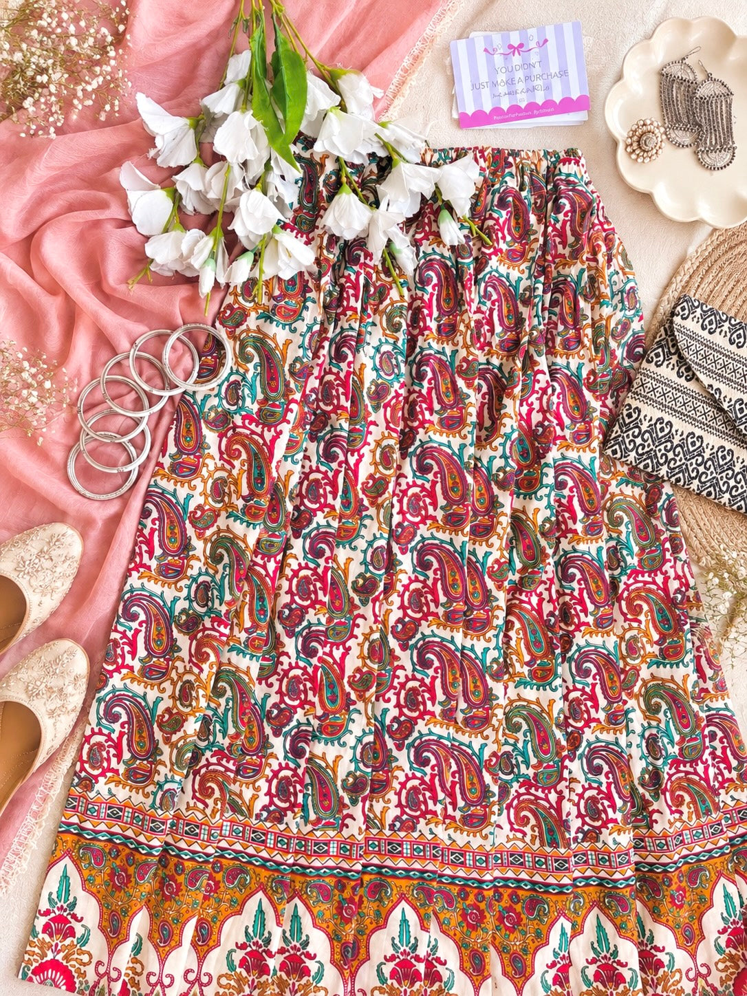 Rustic Jaipuri Printed Flared Twirl Skirt