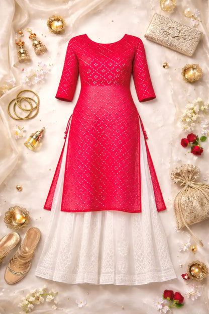 Rose Maroon Embroidered Gulnaz Kurta