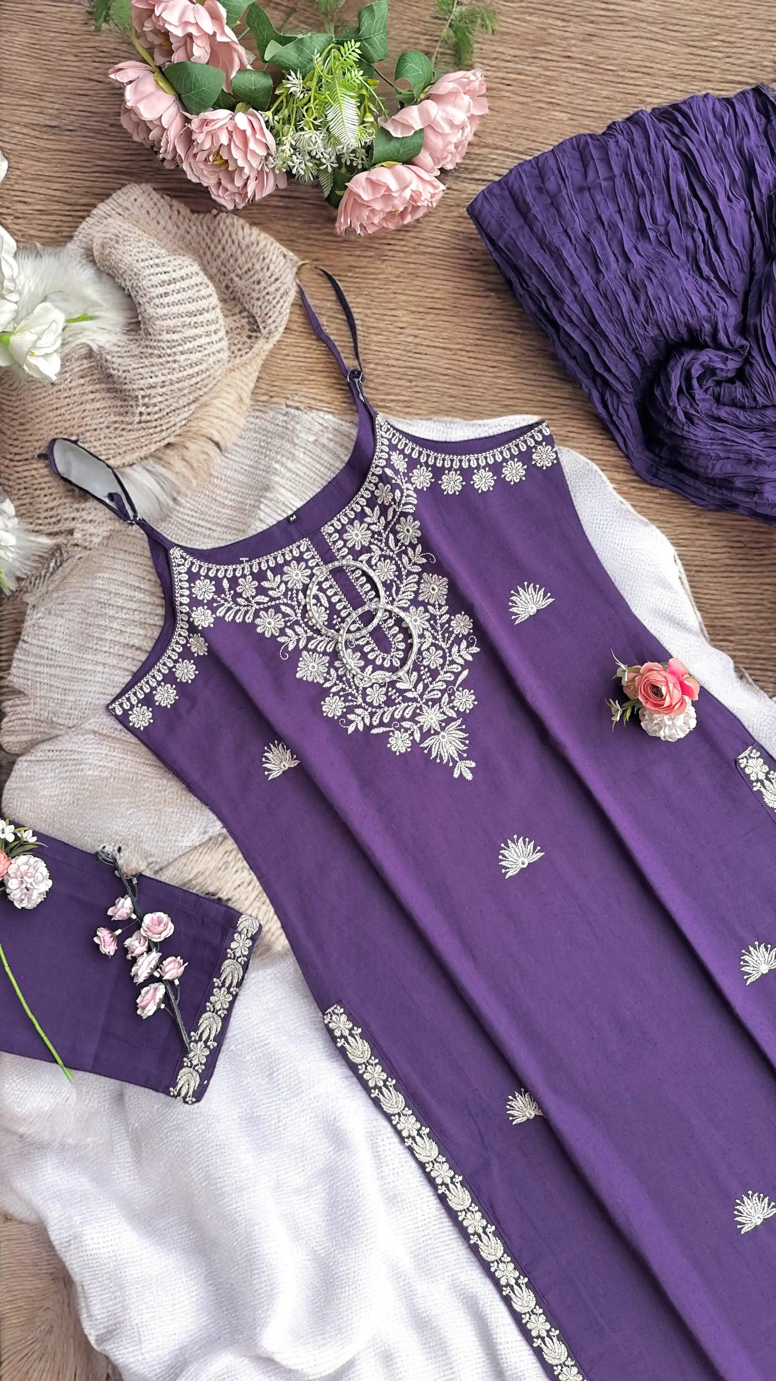 Purple Bliss Embroidered Meher Suit