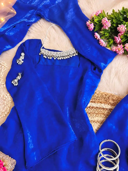 Royal Blue Solid Gulnaz Suit Set