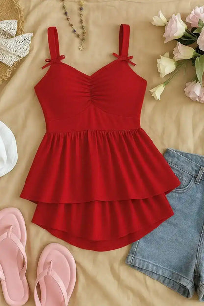 Scarlet Tie-Strap Peplum Top
