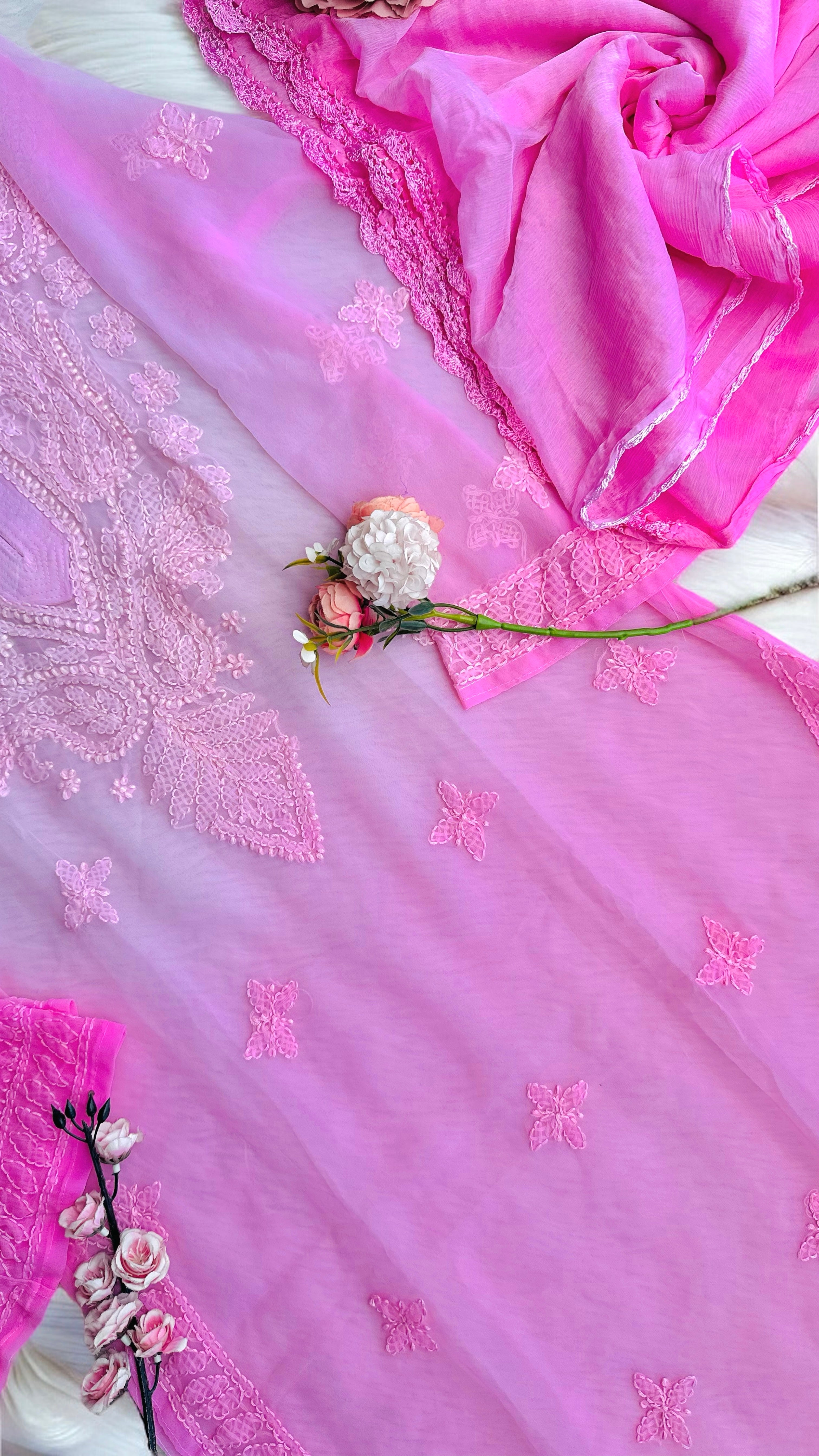 Blush Pink Nazakat Chikan Noor Set