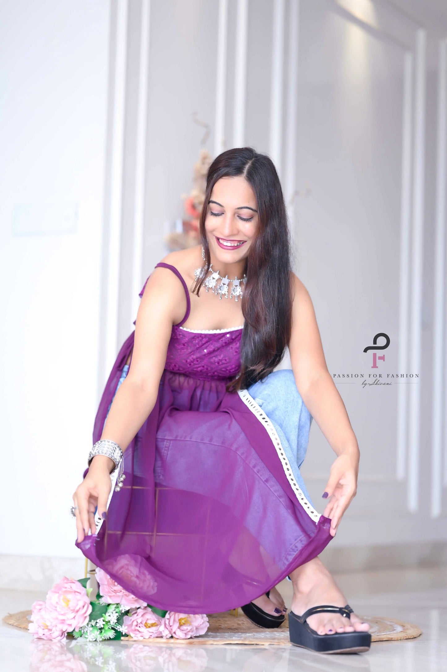 Rosy Wine Gulnaz Embroidered Kurta
