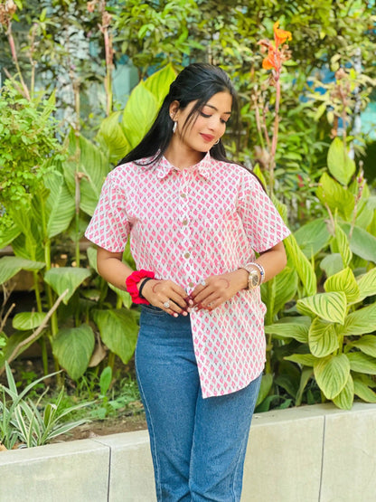 Pink Block Jaipuri Shirt