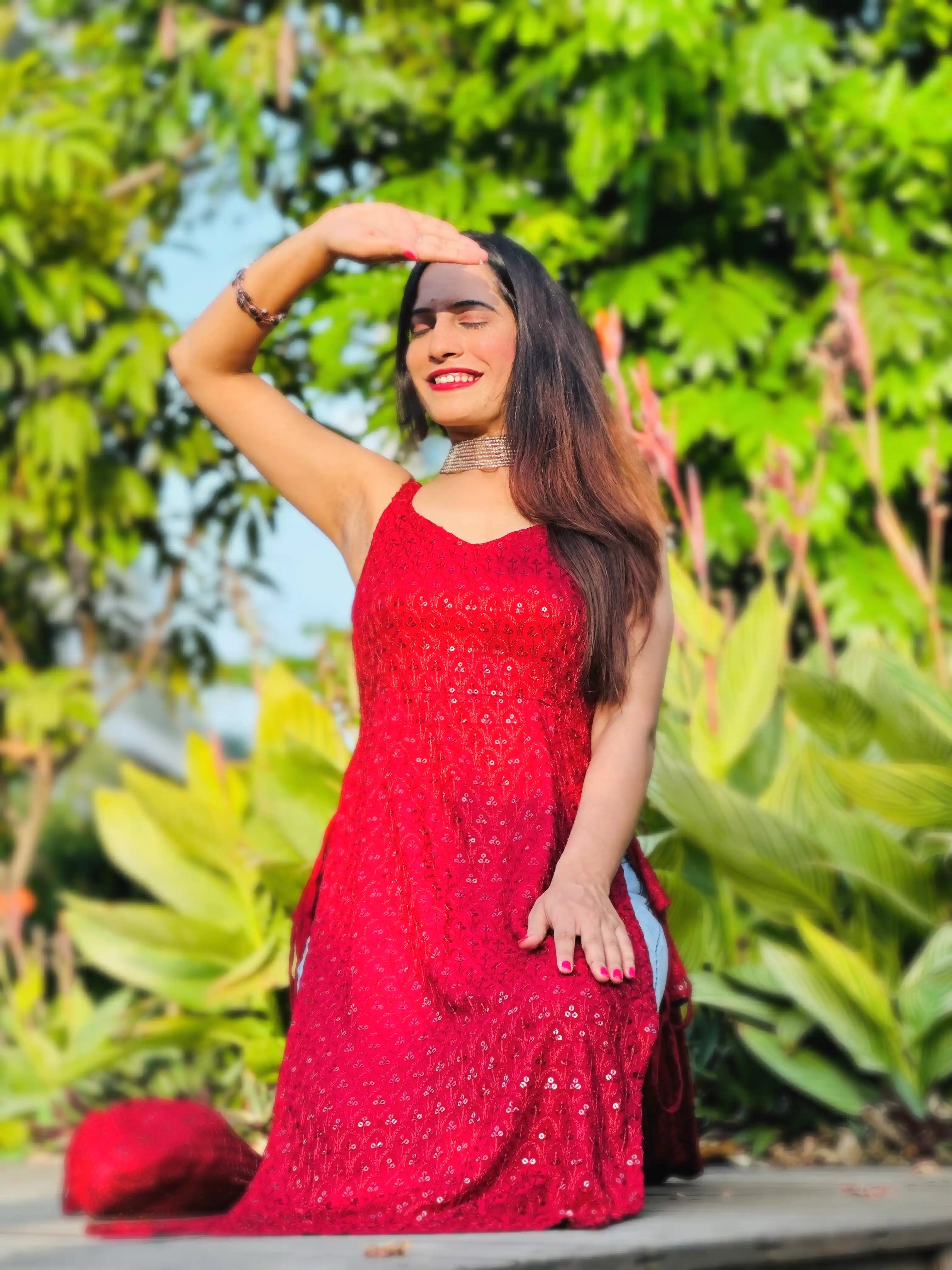 Scarlet Sequin Dori Side Slit Kurta