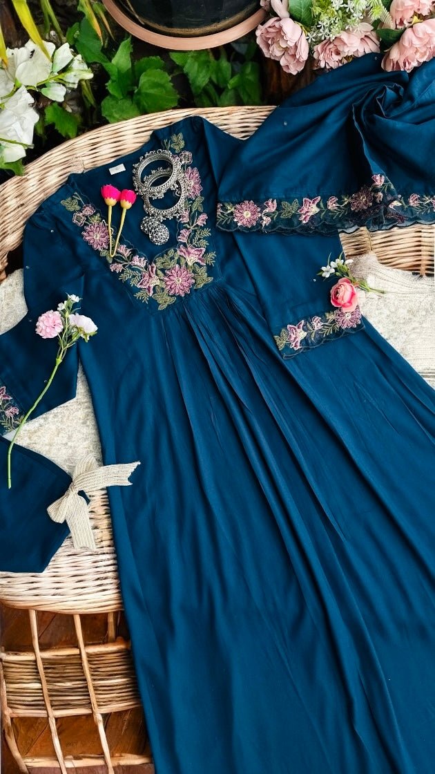 Rich Blue Embroidered Suit Set - Passion for Fashion by Shivani