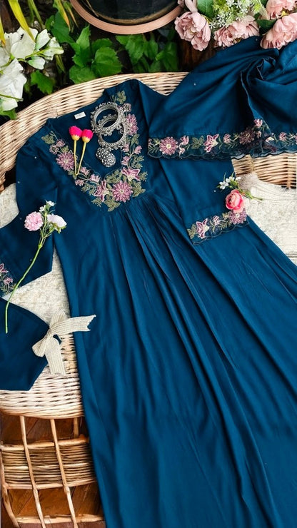 Rich Blue Embroidered Suit Set - Passion for Fashion by Shivani