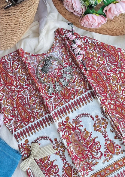 Mustard Kairi Rangriti Short Kurta