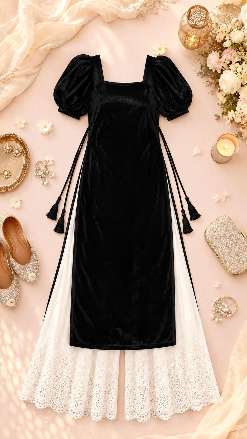 Classy Black Velvet Gulnaz Kurta