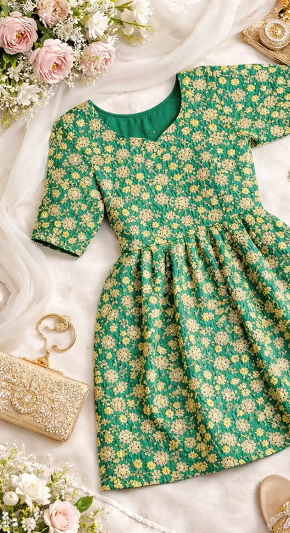 Emerald Bloom Brocade Peplum