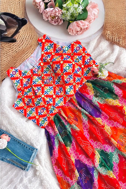 Gamti Bandhej Multicolor Gulnaz Kurta
