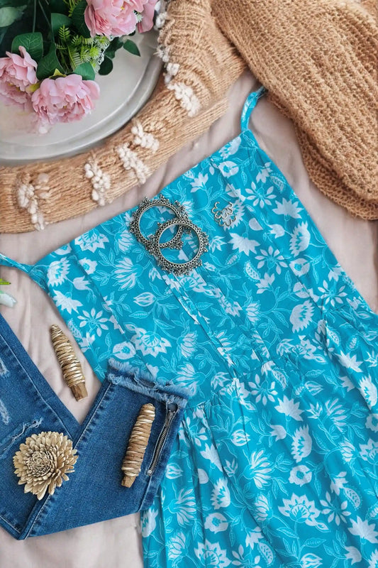 Soft Cotton Blue Peplum Top