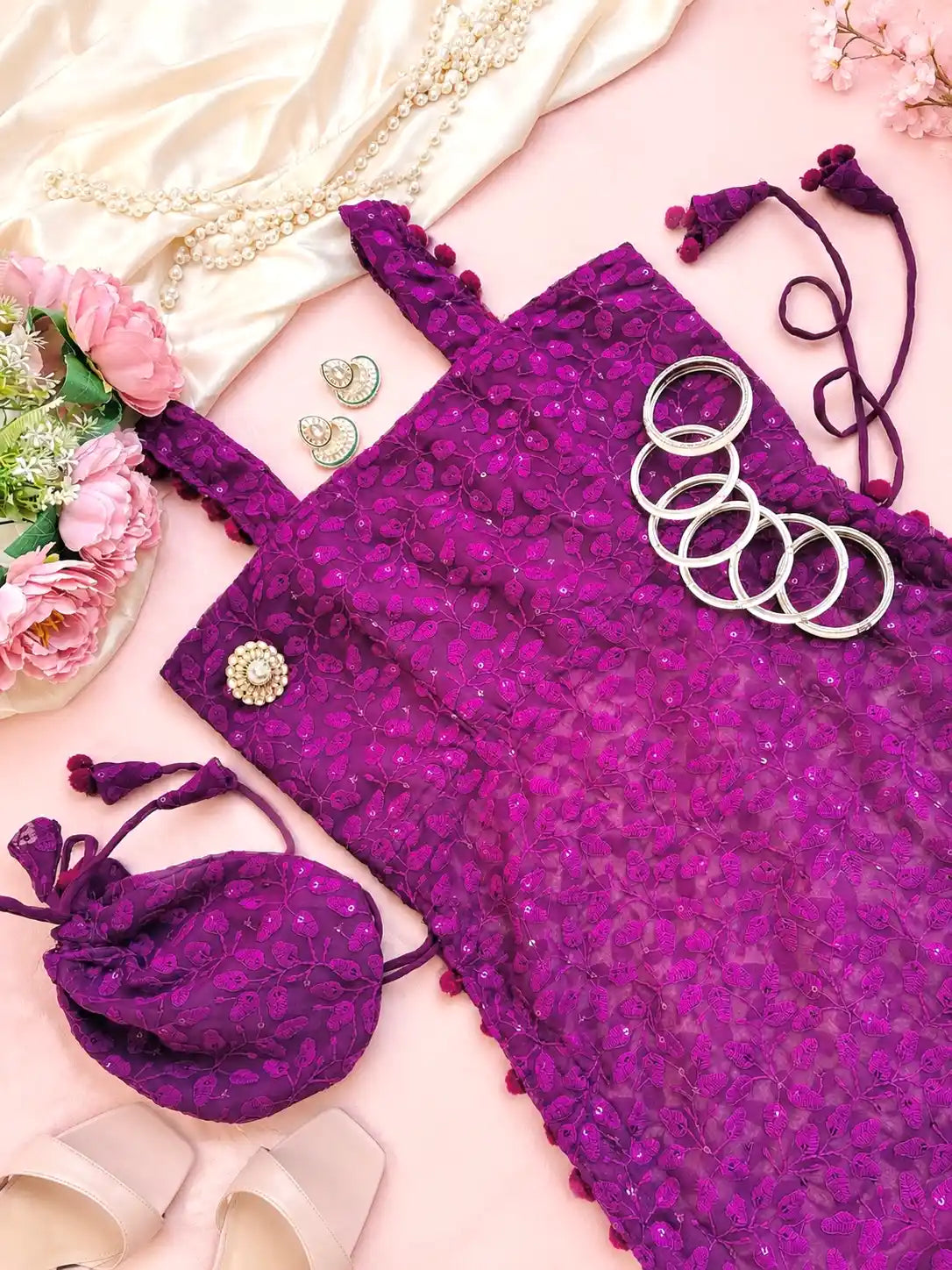 Fuchsia Blush Gulnaz Embroidered Kurta