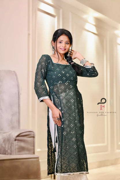 Lawn Green Embroidered Gulnaz Kurta
