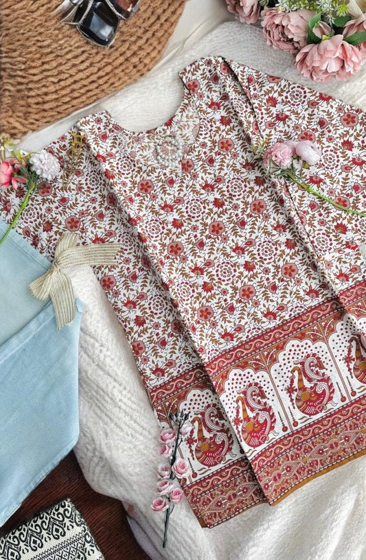 Jaipuri Maroon Peacock Short Kurta - Passion for Fashion by Shivani