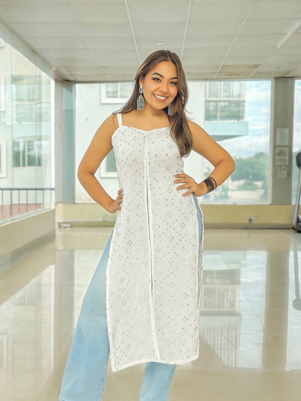 White Noor Mirror Gulnaz Kurta