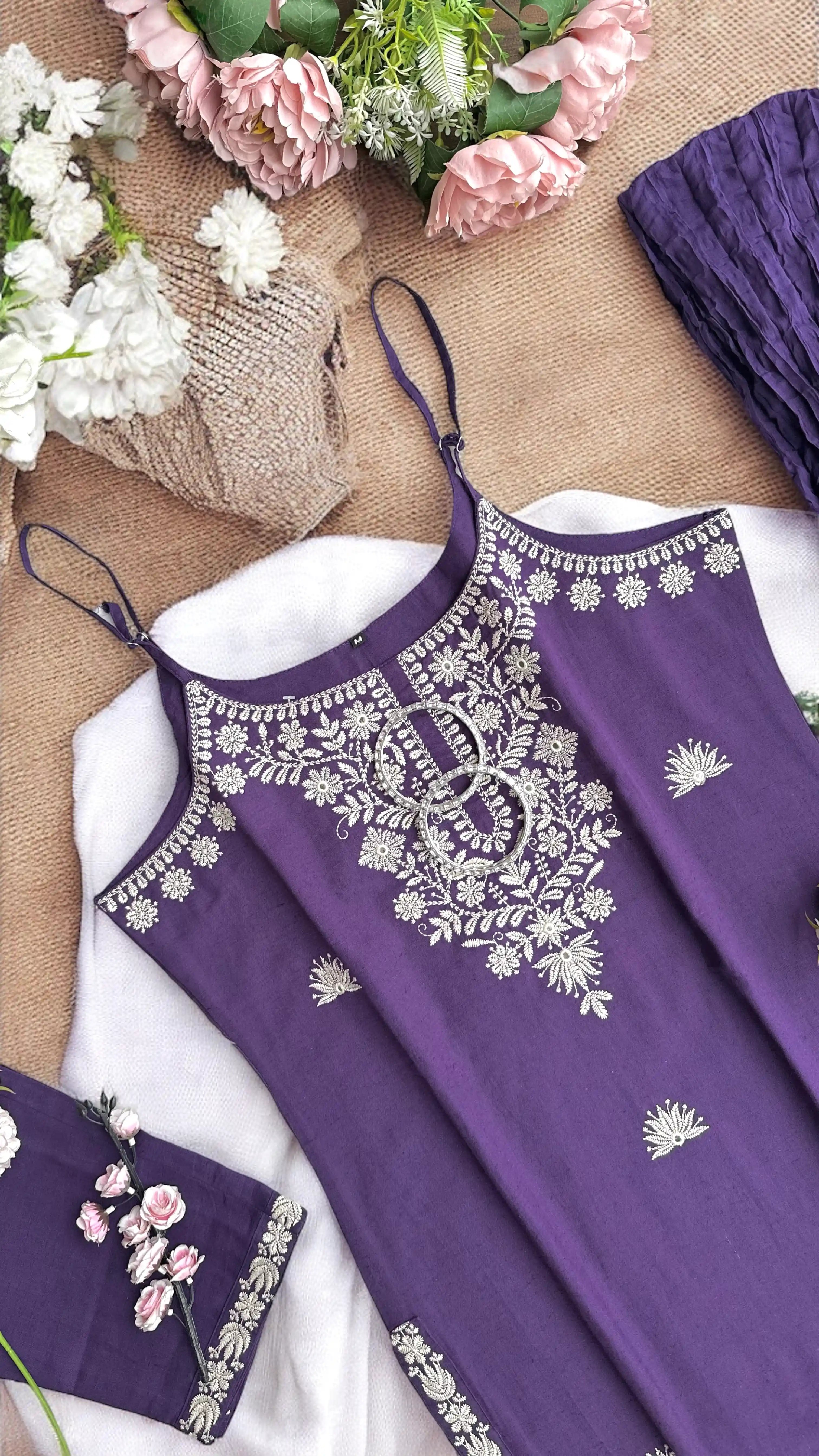 Purple Bliss Embroidered Meher Suit